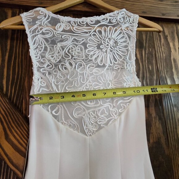 Lulus White Lace-Detail Sleeveless Sheath Wedding Dress XS Elegant Bridal Gown - Picture 12 of 12